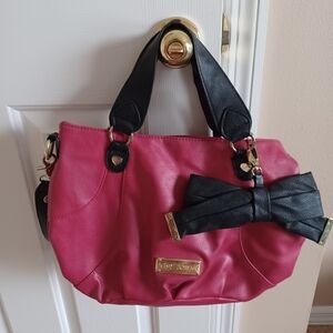 Betsey Johnson Bow Detail Hobo Satchel Crossbody Bag